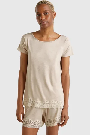 Benetton Benetton, Maglia Fluida Con Bordo In Pizzo