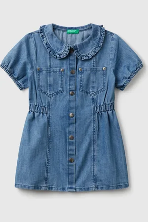 Benetton Benetton, Vestito Con Colletto In Chambray