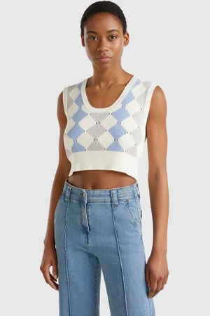 Benetton Benetton, Gilet Cropped Con Intarsio Rombi