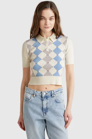 Benetton Benetton, Polo In Maglia Con Intarsio Rombi
