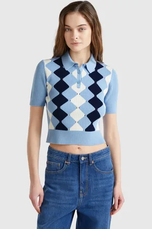 Benetton Benetton, Polo In Maglia Con Intarsio Rombi
