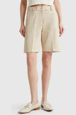 Benetton Benetton, Bermuda Con Risvolto In Cotone Stretch