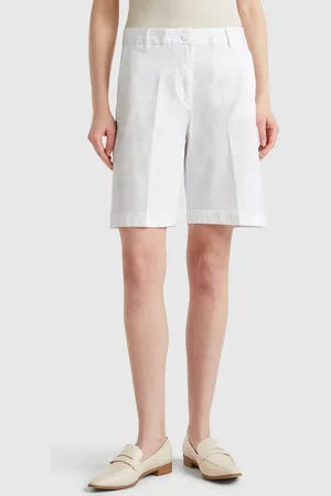 Benetton Benetton, Bermuda Con Risvolto In Cotone Stretch