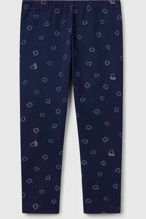 Benetton Benetton, Leggings Blu Scuro Con Stampa Cuori
