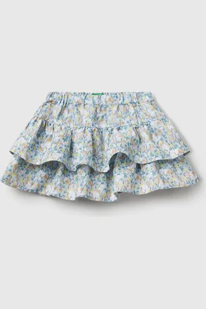 Benetton Benetton, Gonna A Fiori Con Balze