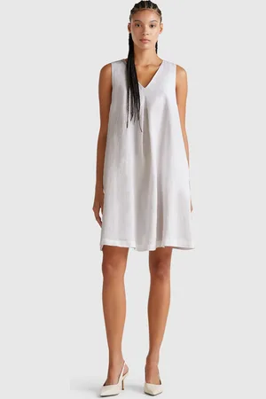 Benetton Benetton, Vestito Smanicato In Puro Lino