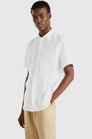 Benetton Benetton, Camicia A Manica Corta In Puro Lino