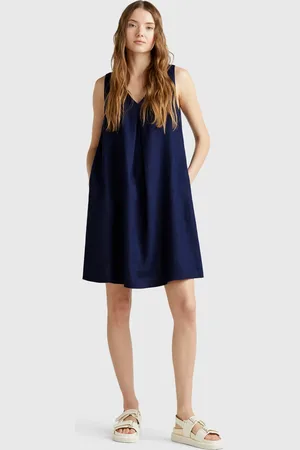 Benetton Benetton, Vestito Smanicato In Puro Lino