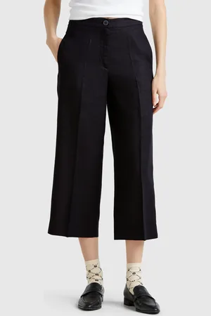 Benetton Benetton, Pantaloni Cropped In Puro Lino