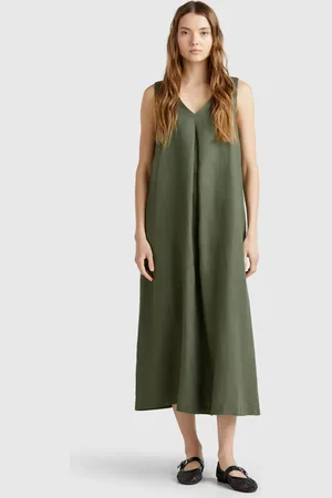 Benetton Benetton, Vestito Smanicato In Puro Lino