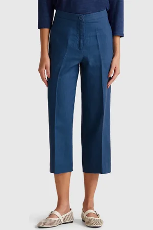 Benetton Benetton, Pantaloni Cropped In Puro Lino