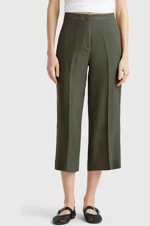 Benetton Benetton, Pantaloni Cropped In Puro Lino