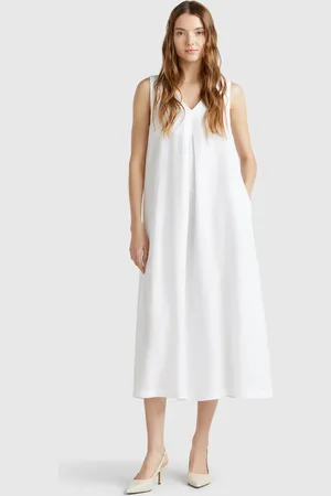 Benetton Benetton, Vestito Smanicato In Puro Lino