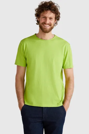 Benetton Benetton, T-shirt Verde Chiaro In Cotone Fiammato