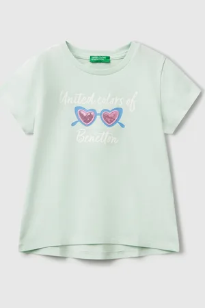 Benetton Benetton, Maglietta Con Ricamo Logo In Cotone Bio