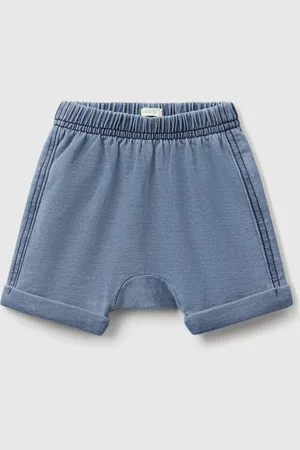 Benetton Benetton, Shorts Con Patch In Felpa Effetto Denim