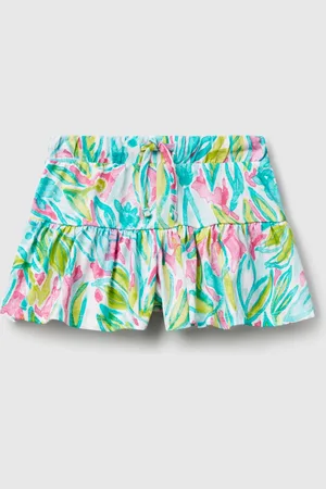 Benetton Benetton, Shorts Verdi Con Stampa Tropicale