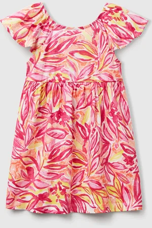 Benetton Benetton, Vestito Rosa Con Stampa Tropicale