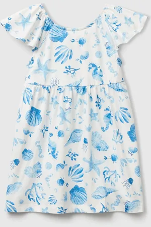 Benetton Benetton, Vestito Bianco Con Conchiglie Blu