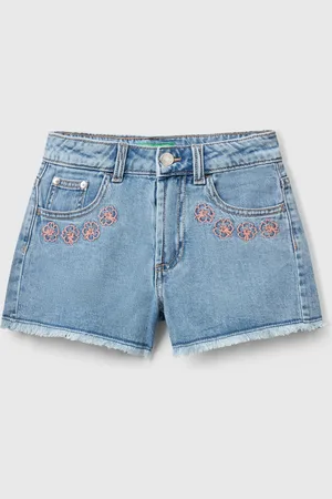 Benetton Benetton, Shorts Di Jeans Con Ricami Floreali