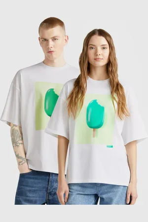 Benetton Benetton, Maglietta Con Stampa Gelato 100% Cotone