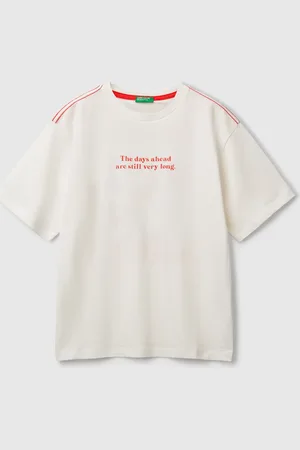 Benetton Benetton, T-shirt Con Stampa Slogan E Ricamo