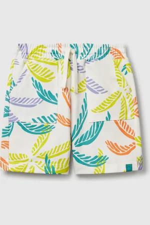Benetton Benetton, Shorts Bianchi Con Stampa Tropicale
