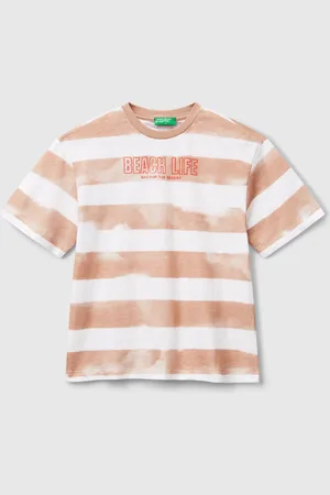 Benetton Benetton, T-shirt A Righe Con Stampa Davanti E Dietro
