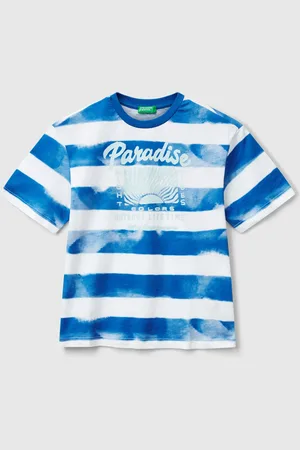 Benetton Benetton, T-shirt A Righe Con Stampa Davanti E Dietro
