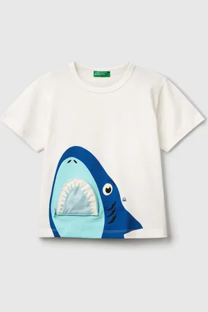 Benetton Benetton, T-shirt Con Stampa Squalo E Applicazione