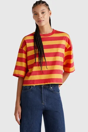 Benetton Benetton, T-shirt A Righe Arancioni E Fucsia