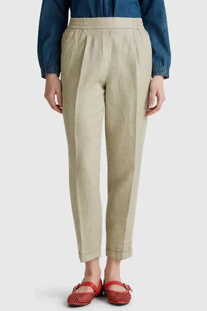 Benetton Benetton, Pantaloni A Quadri In Misto Lino