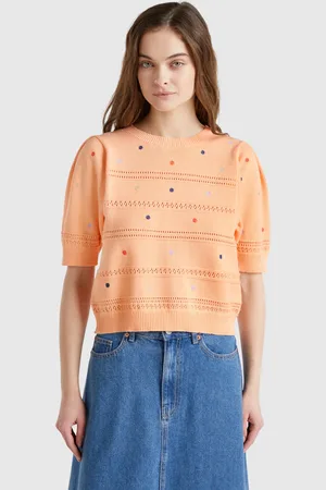 Benetton Benetton, Maglioncino Con Fiori Ricamati