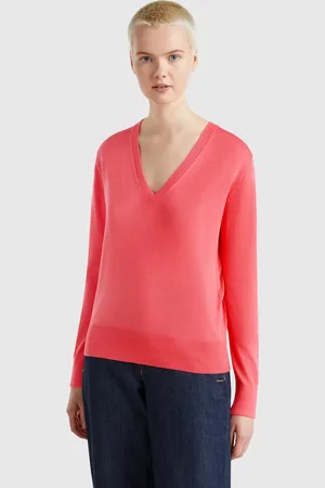 Benetton Benetton, Maglia Con Scollo A V In Misto Seta