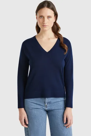 Benetton Benetton, Maglia Con Scollo A V In Pura Lana Merino