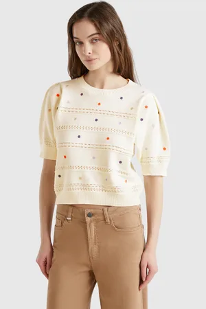 Benetton Benetton, Maglioncino Con Fiori Ricamati