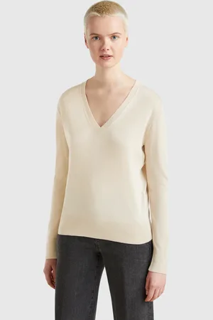 Benetton Benetton, Maglia Con Scollo A V In Misto Seta