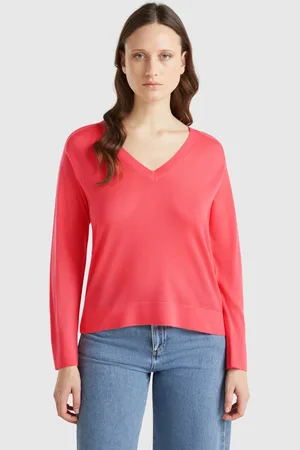 Benetton Benetton, Maglia Con Scollo A V In Pura Lana Merino