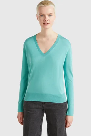 Benetton Benetton, Maglia Con Scollo A V In Misto Seta