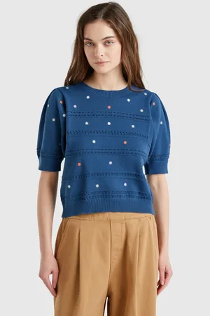 Benetton Benetton, Maglioncino Con Fiori Ricamati