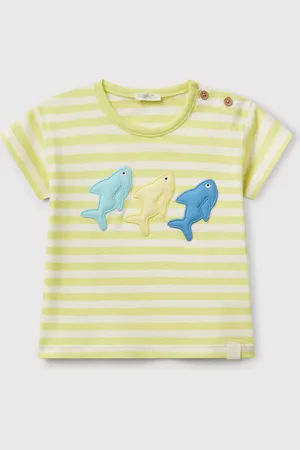 Benetton Benetton, T-shirt A Righe Con Patch Squali