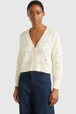 Benetton Benetton, Cardigan Con Fiori Ricamati