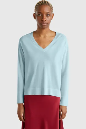 Benetton Benetton, Maglia Con Scollo A V In Pura Lana Merino