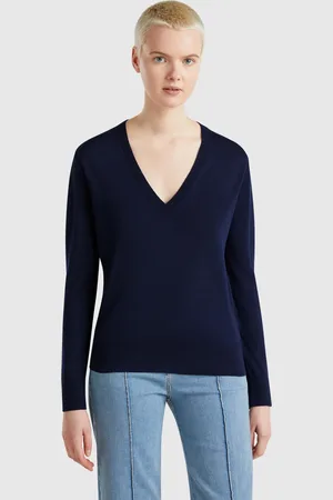 Benetton Benetton, Maglia Con Scollo A V In Misto Seta