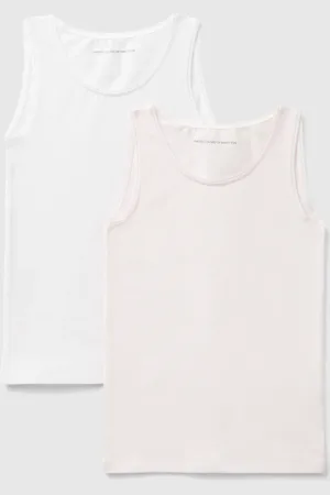 Benetton Benetton, Due Canotte In Cotone Stretch
