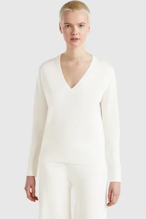 Benetton Benetton, Maglia Con Scollo A V In Misto Seta