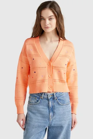 Benetton Benetton, Cardigan Con Fiori Ricamati