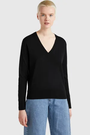 Benetton Benetton, Maglia Con Scollo A V In Misto Seta