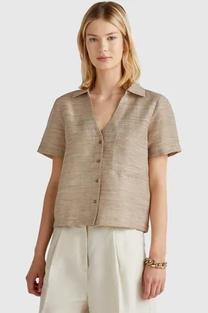 Benetton Benetton, Camicia A Righe In Misto Lino