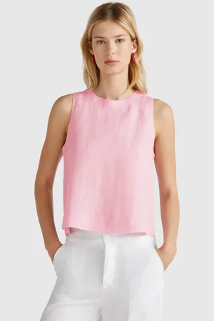 Benetton Benetton, Top Smanicato In Puro Lino
